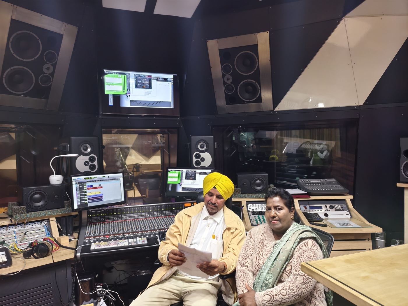 Control room with SSL-style console and monitors