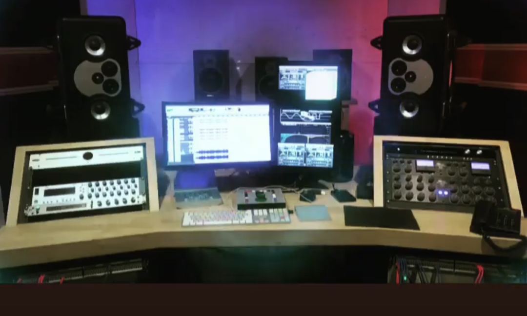 Mastering suite monitor wall